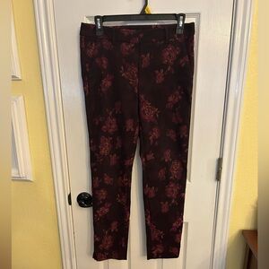 WHBM Floral Burgundy Pants